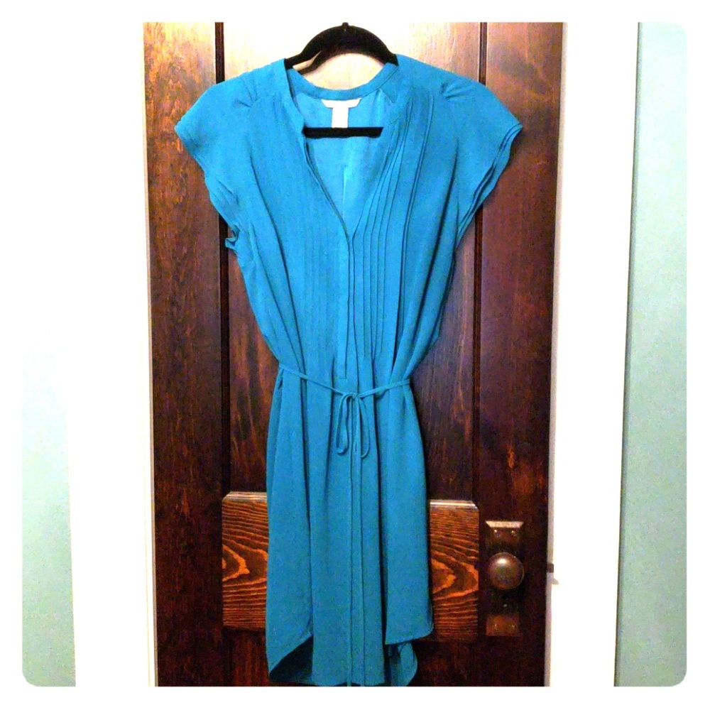 Smocked Flutter Sleeve Teal Dress